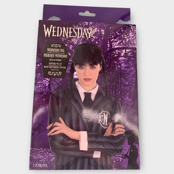 Wednesday Addams Costume School Uniform With Wig Halloween Cosplay Adult M (6-8) - Picture 2 of 5